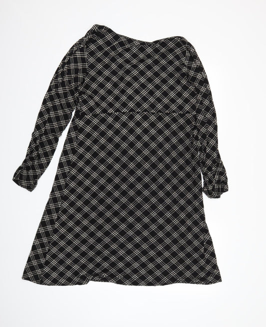 Adini Womens Black Check T-Shirt Dress Size L