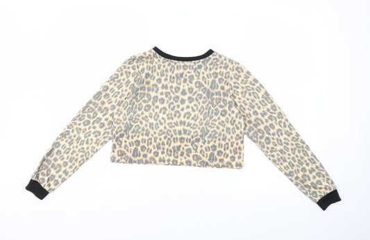 Candy Couture Girls Beige Animal Print Pullover Sweatshirt Size 12 Years