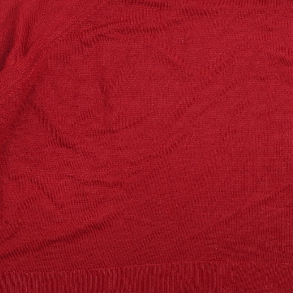 Brand and care label for Berkertex women’s red jumper, size UK 18