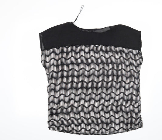 Papaya Womens Black Geometric Basic Blouse Size 12