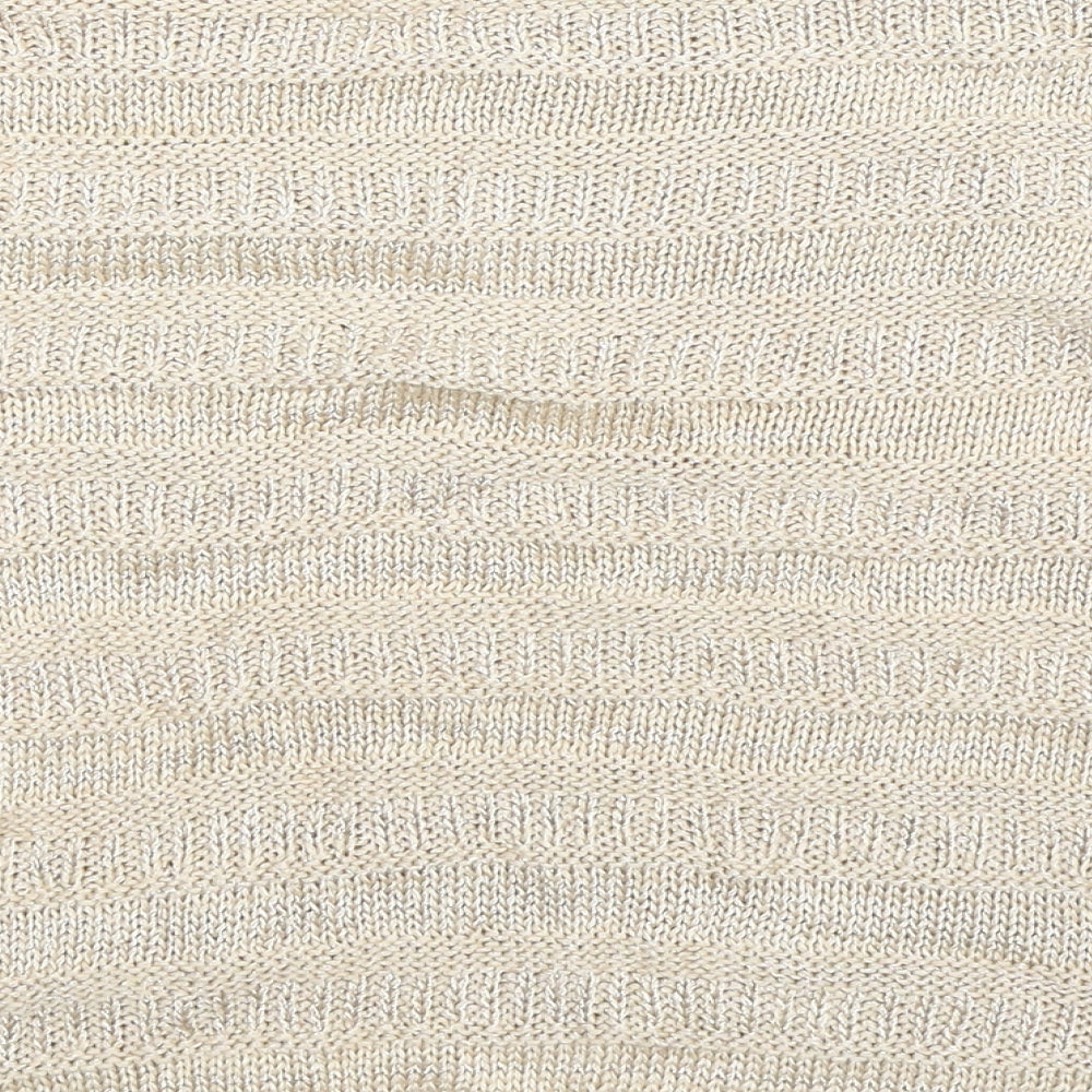 Brand and care label for M&Co women’s beige knit jumper, size M