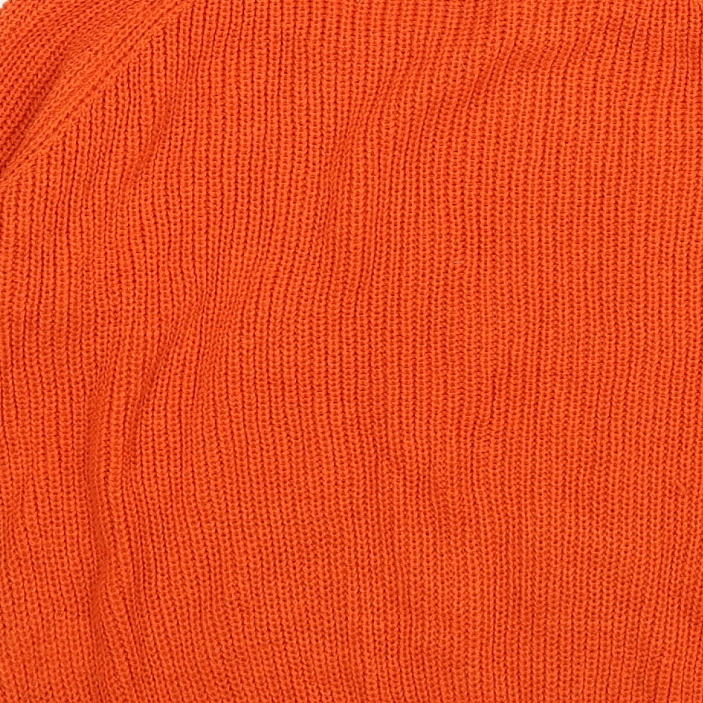 Brand and care label for Tru Collection women’s orange knit jumper, size S
