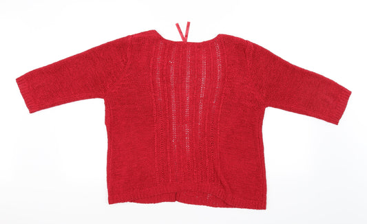 Preworn Womens Red Cardigan Jumper Size 14