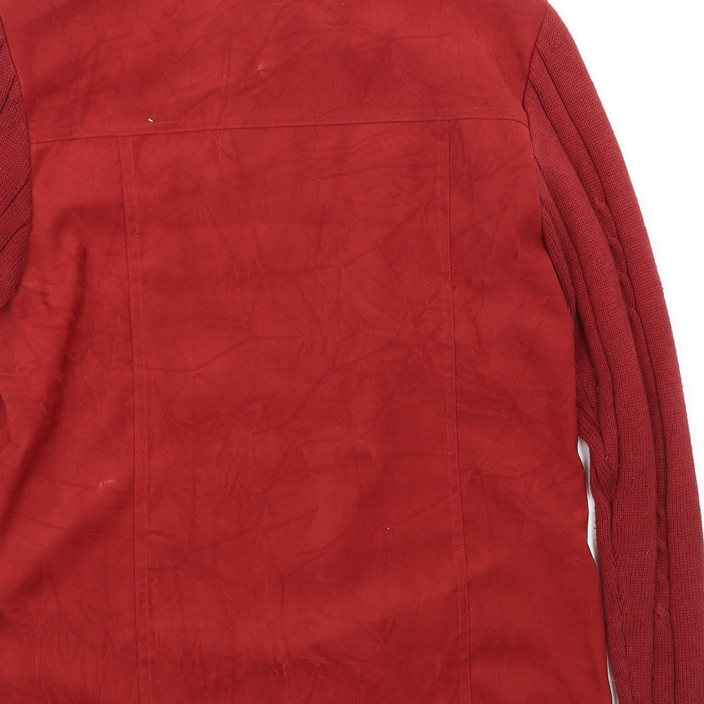 Brand and care label for Oscar B women’s red jacket coat, size UK 12