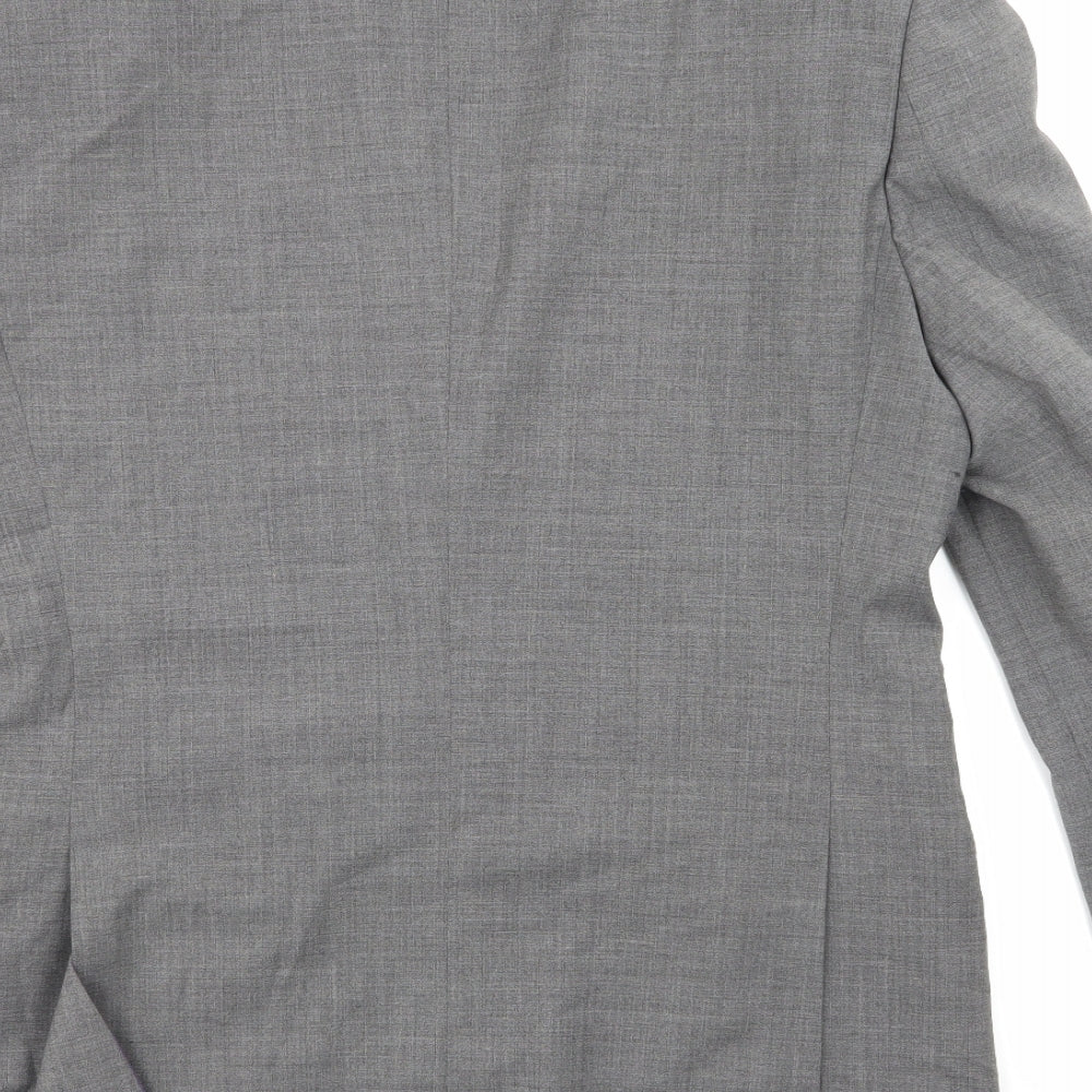 Brand and care label for Brook Taverner men’s grey jacket suit jacket, size 38