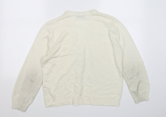 FUTURE LADY Womens Ivory Knit Cardigan Jumper Size L