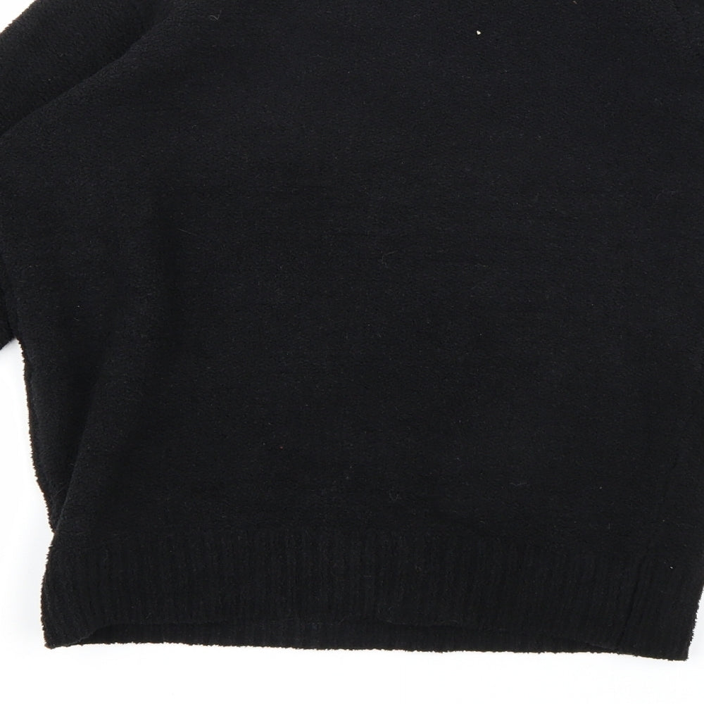 Brand and care label for Dorothy Perkins women’s black fleece jumper, size UK 6