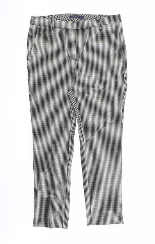 Marks and Spencer Womens Black Geometric Trousers Size 12 L26 in
