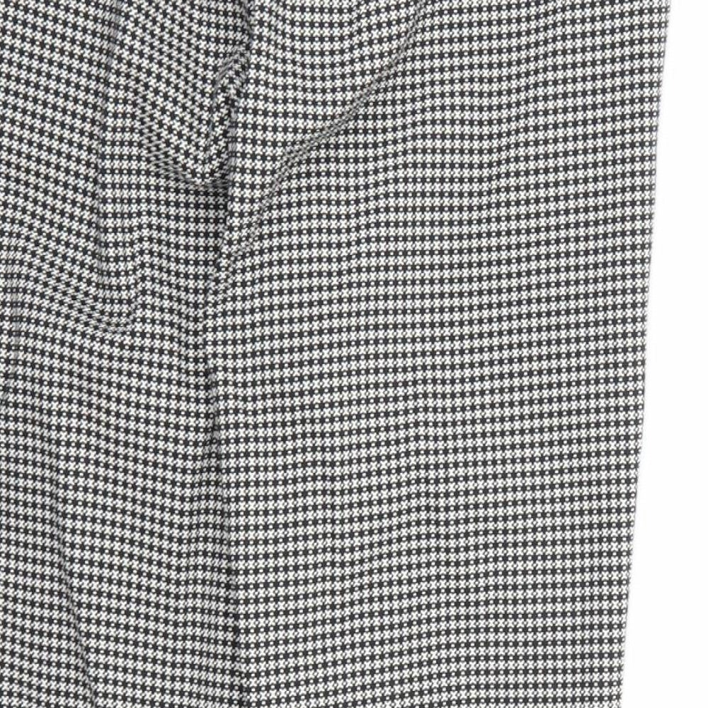Marks and Spencer Womens Black Geometric Trousers Size 12 L26 in