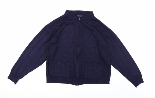 Invicta Mens Blue Knit Full Zip Jumper Size M