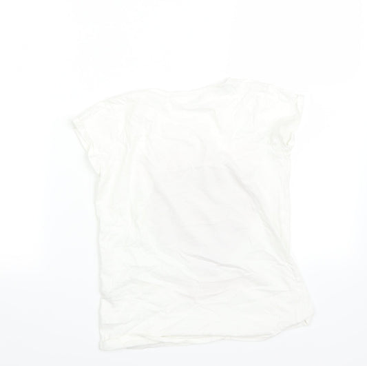 M&Co Girls White Pullover T-Shirt Size 10-11 Years - hearts