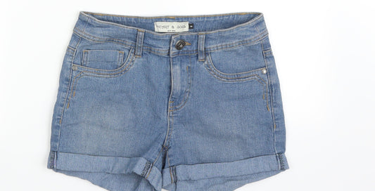 Additional front view of Heart and Soul women’s blue cut-off shorts, size UK 6