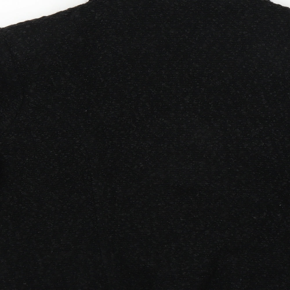Brand and care label for Preworn women’s black overcoat coat, size UK 16