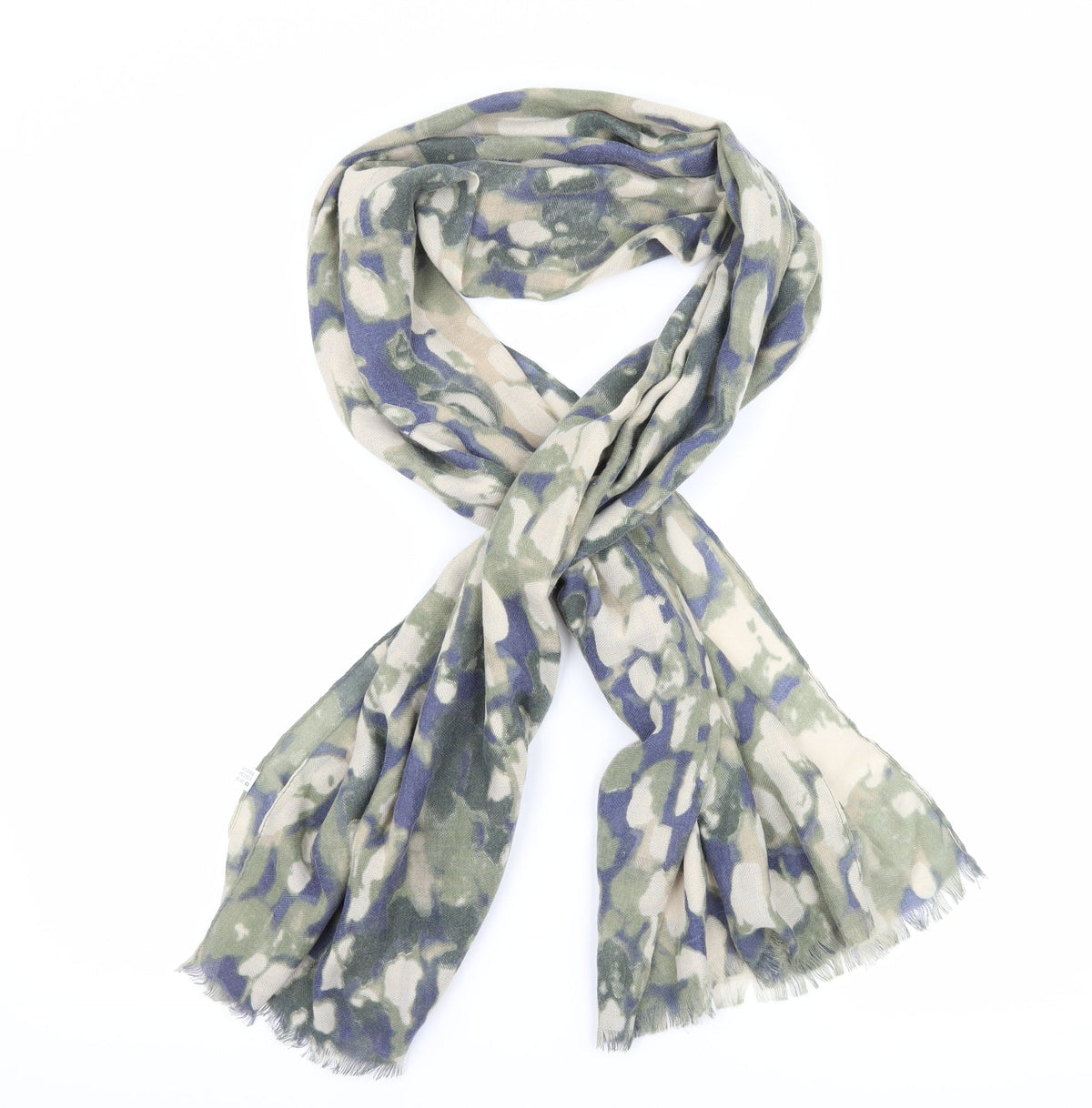 Front view of Preworn women’s beige camouflage scarf