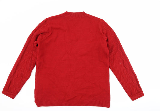 Isle Womens Red Pullover Jumper Size M