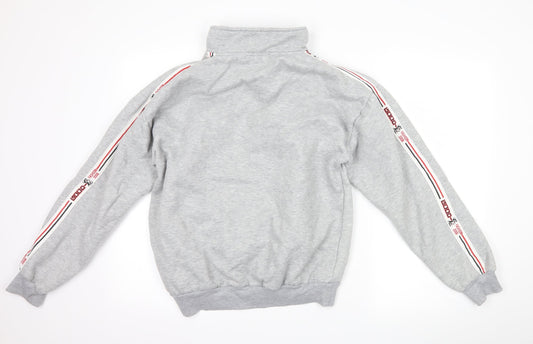 Fashion Womens Grey Henley Sweatshirt Size L