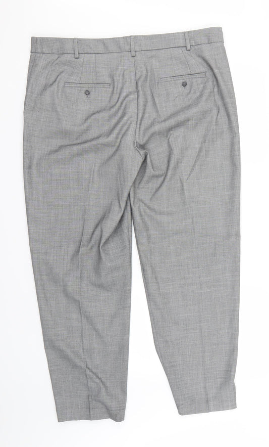 M&S Mens Grey Dress Pants Trousers Size 18 L25 in