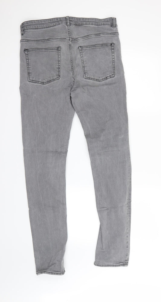 New Look Womens Grey Straight Jeans Size 34 in L26 in