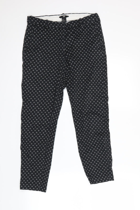 H&M Womens Black Polka Dot Dress Pants Trousers Size 6 L25 in
