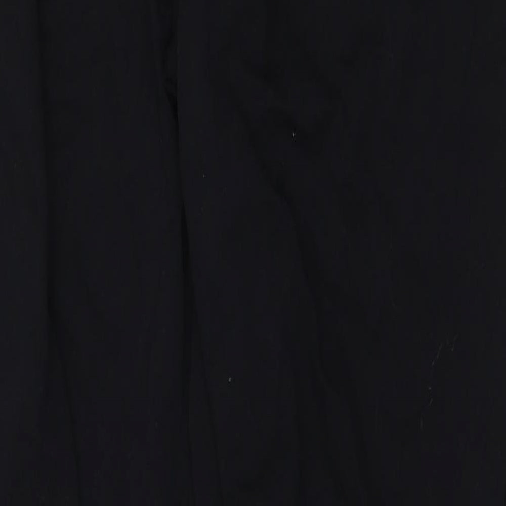 Brand and care label for Marks & Spencer women’s black trousers, size M, 28-inch leg