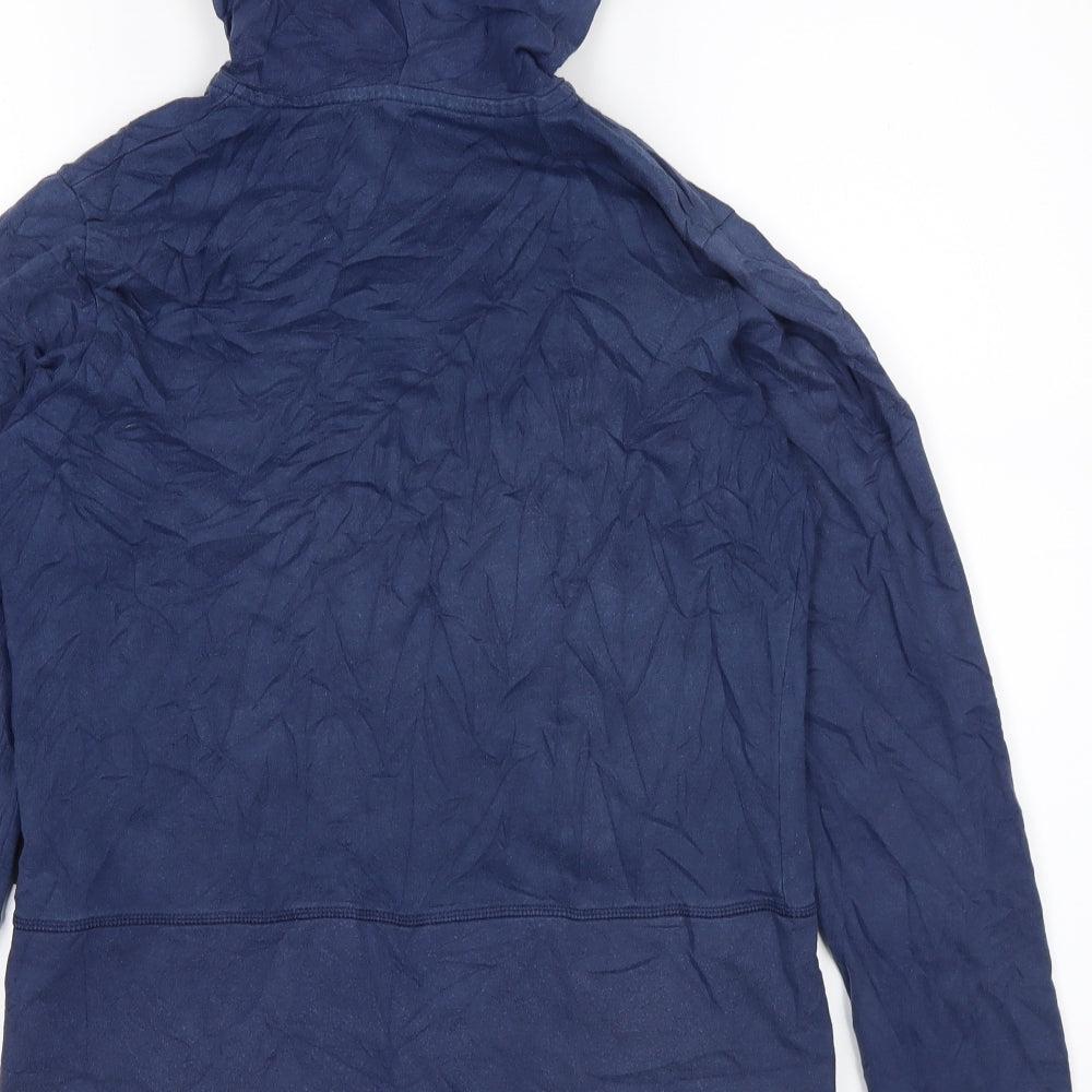 Brand and care label for jasper boys’ blue full zip hoodie, size S