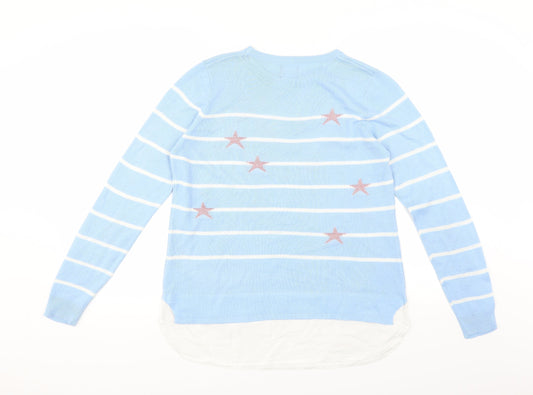 Beyou Womens Blue Striped Pullover Jumper Size 12