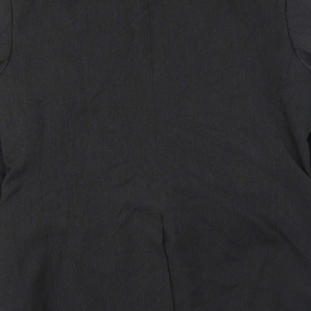 Brand and care label for Preworn men’s grey jacket suit jacket, size 44