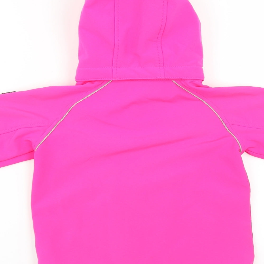 Brand and care label for playtech girls’ pink jacket, size 2, years