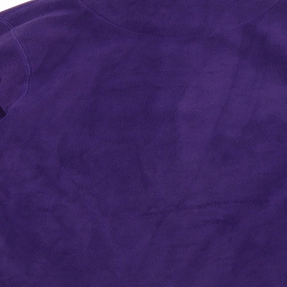 Brand and care label for pure and natural women’s purple full zip jumper, size M