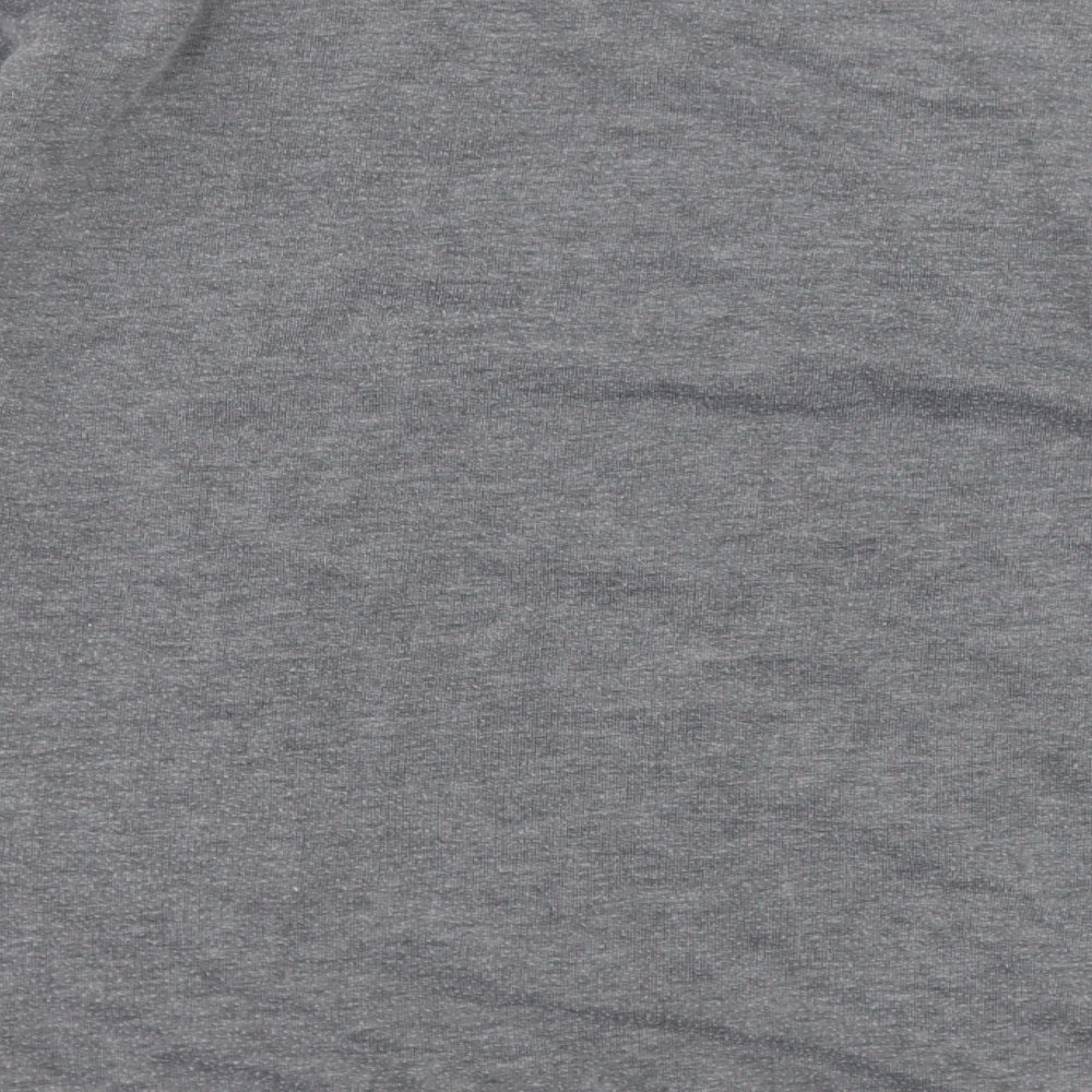 Brand and care label for New Look women’s grey jersey pullover sweatshirt, size UK 10