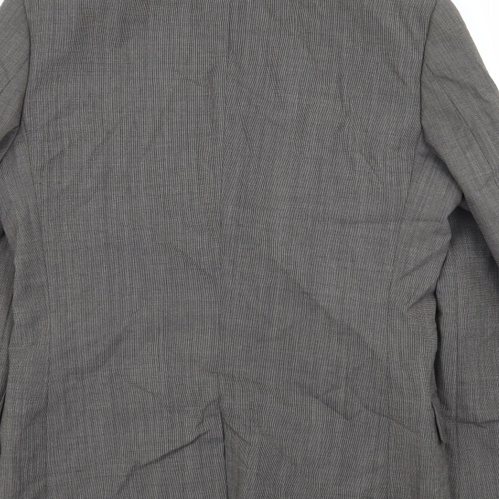 Brand and care label for Burton men’s grey jacket suit jacket, size S