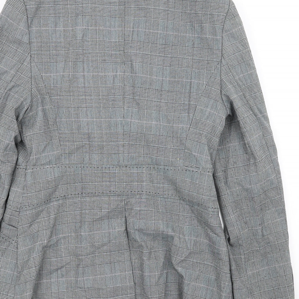 Brand and care label for Next women’s grey check jacket blazer, size UK 10