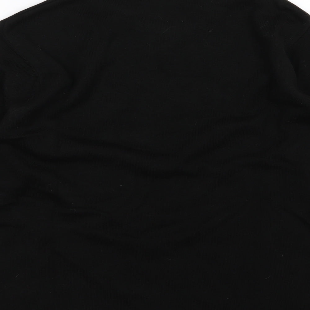 Brand and care label for Jan Eva women’s black knit jumper, size M