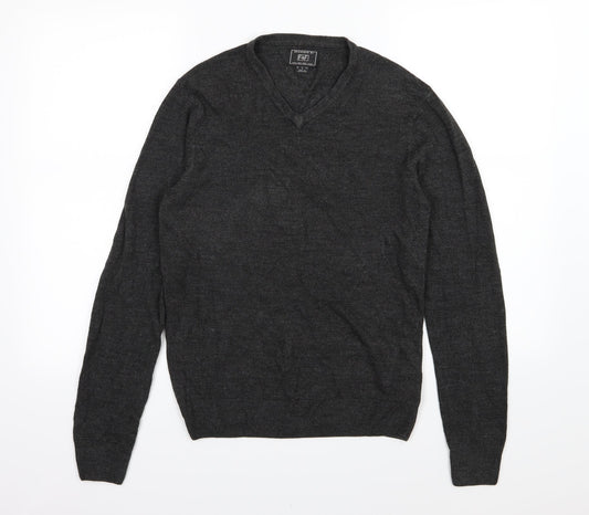 F&F Mens Grey Knit Pullover Jumper Size S