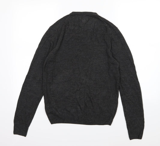 F&F Mens Grey Knit Pullover Jumper Size S