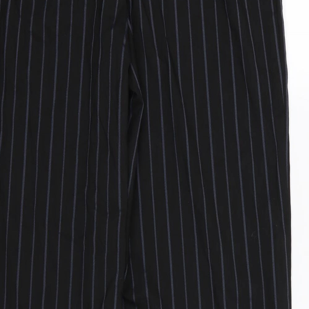 Brand and care label for Agenda women’s black striped rayon trousers, size UK 14, 32-inch leg