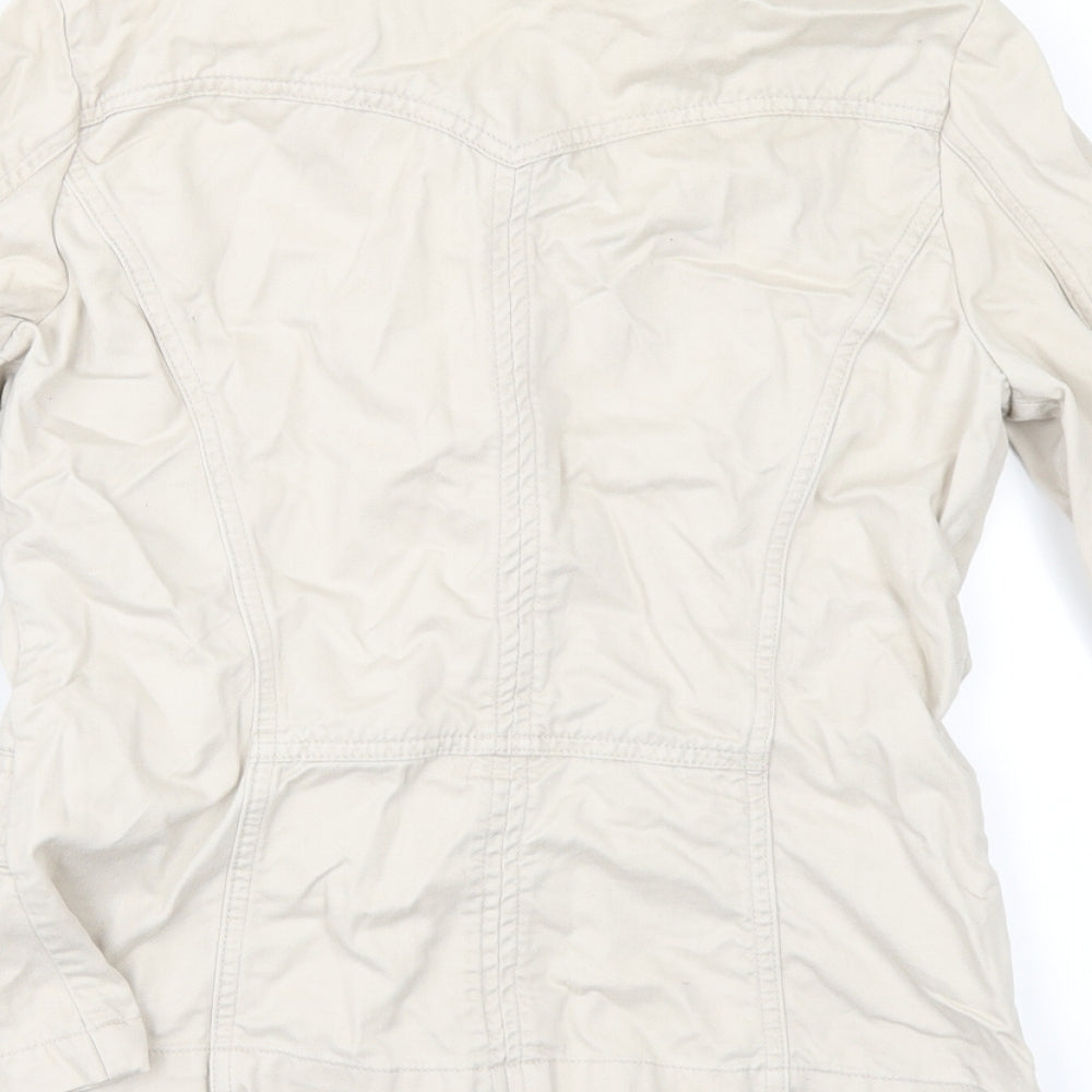 Brand and care label for Papaya women’s beige jacket, size UK 14