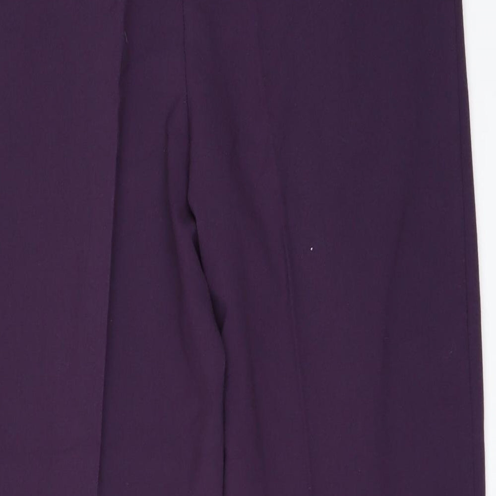 Brand and care label for Autonomy women’s purple trousers, size UK 12, 24-inch leg