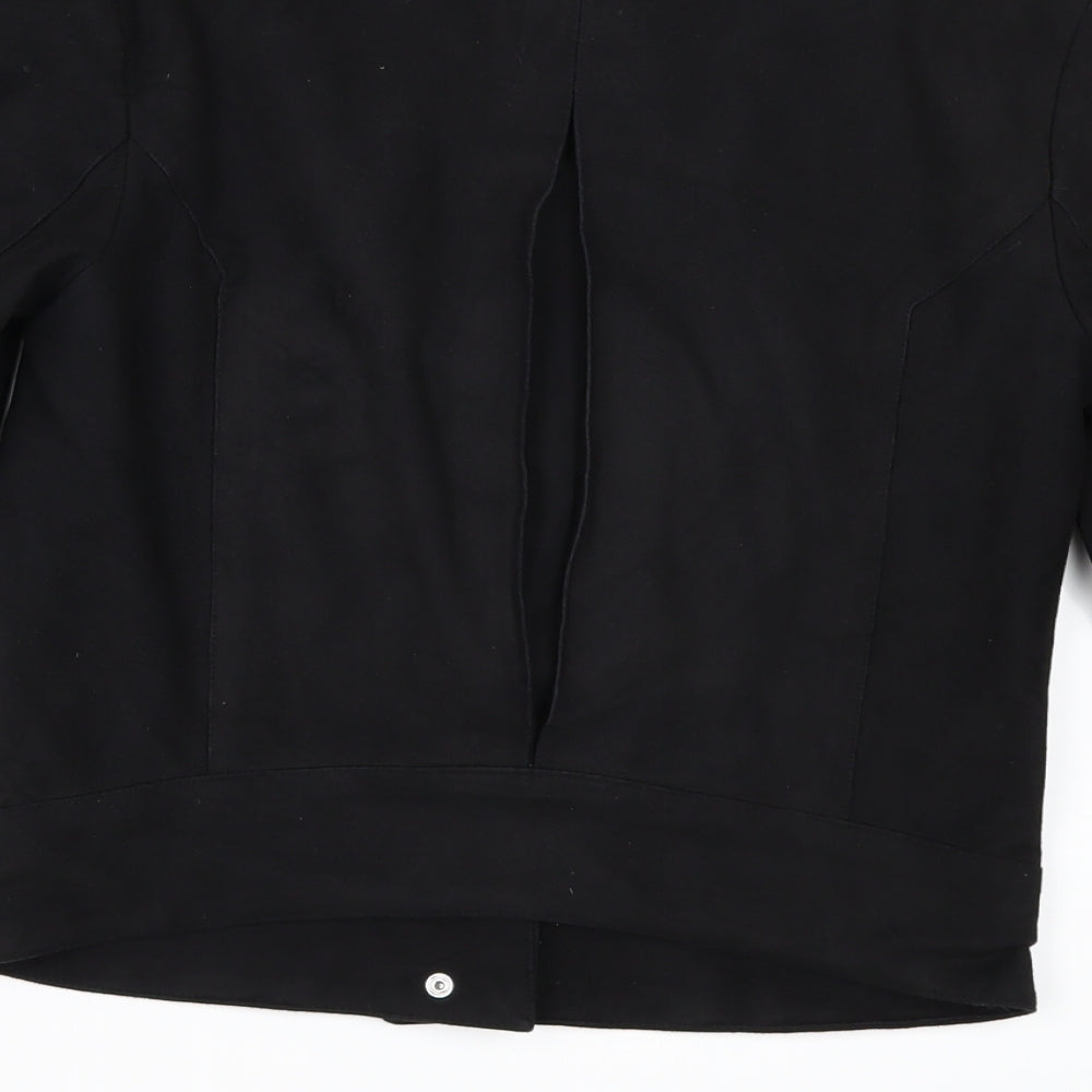 Brand and care label for H&M women’s black jacket, size UK 6, - suede effect