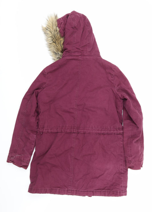 Marks and Spencer Womens Purple Parka Coat Size 8