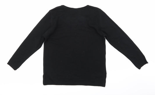 Classic Womens Black Knit Pullover Jumper Size M