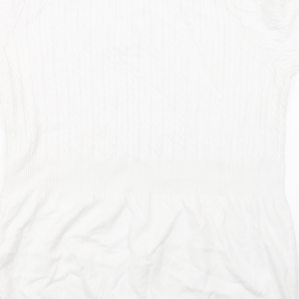 Brand and care label for Kaleidoscope women’s white knit jumper, size UK 18