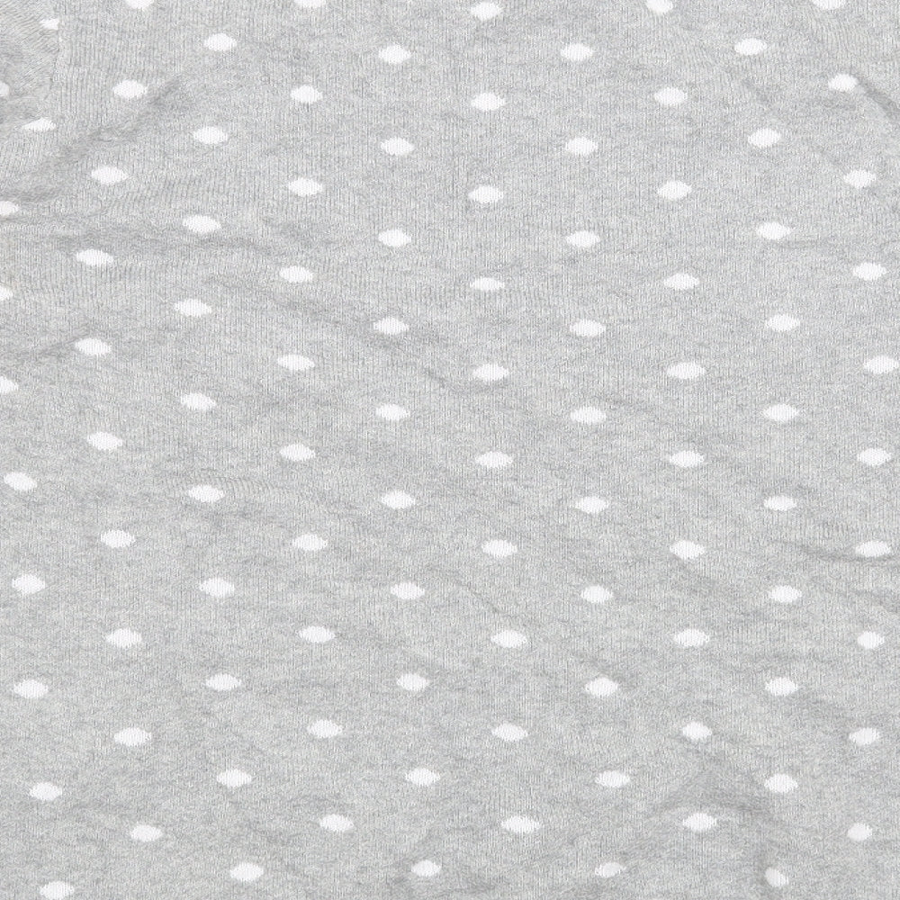 Brand and care label for Damart women’s grey polka dot jumper, size UK 14