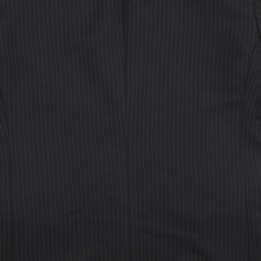 Brand and care label for Taylor & Wright men’s black striped jacket suit jacket, size 40