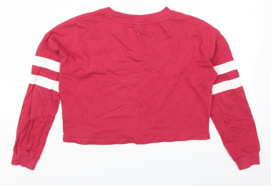 H&M Girls Pink Striped Pullover Sweatshirt Size 11-12 Years