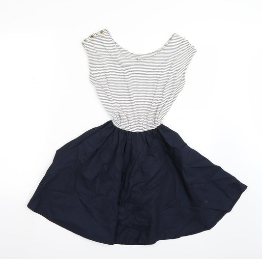 Newlook Womens White Striped A-Line Size 8