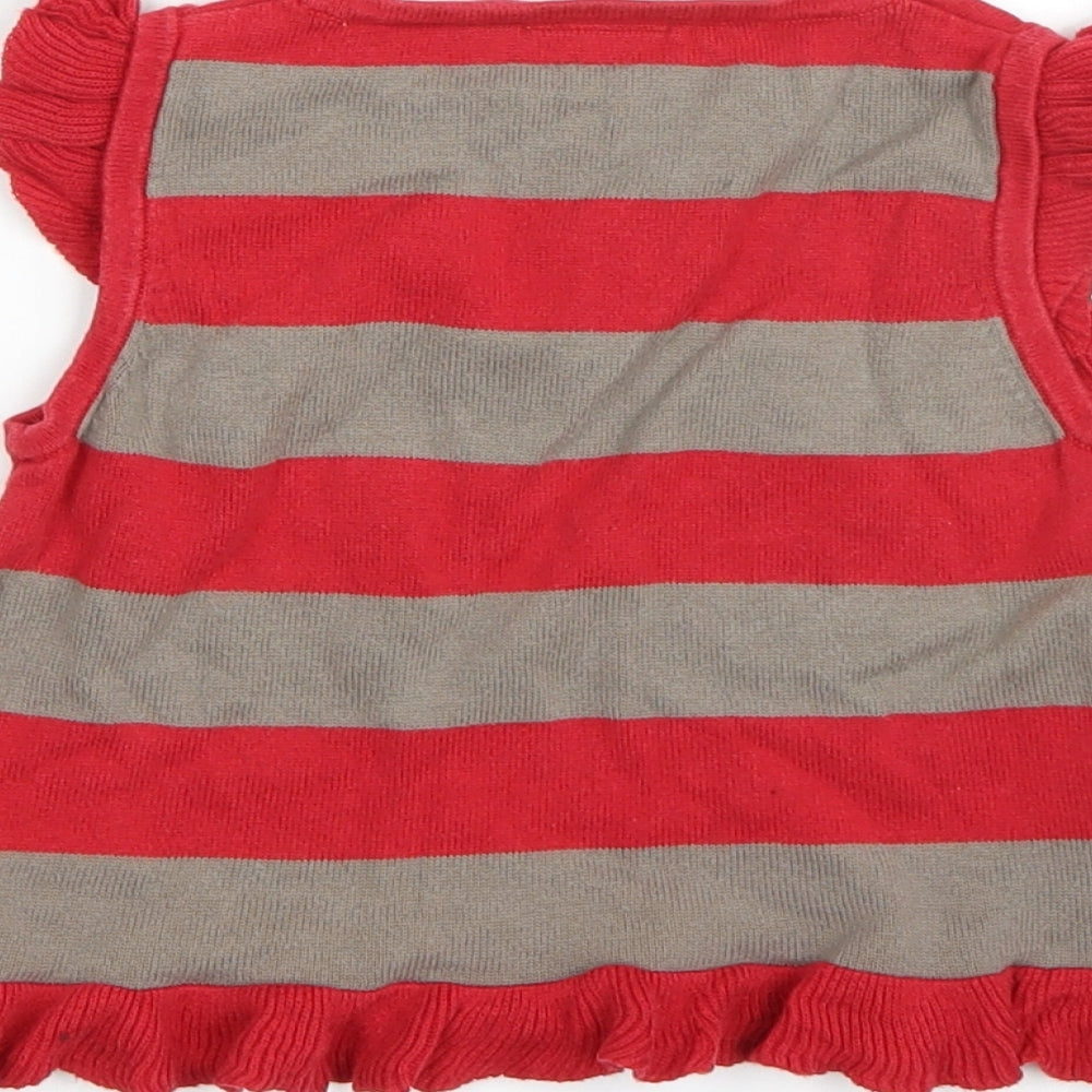 Brand and care label for Next girls’ red polka dot basic t-shirt, size 2-3, years