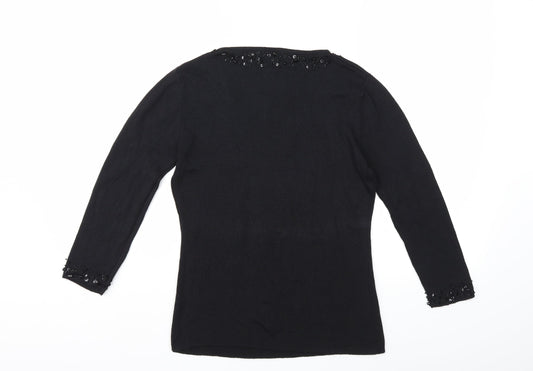 Agenda Womens Black Knit Pullover Jumper Size 12