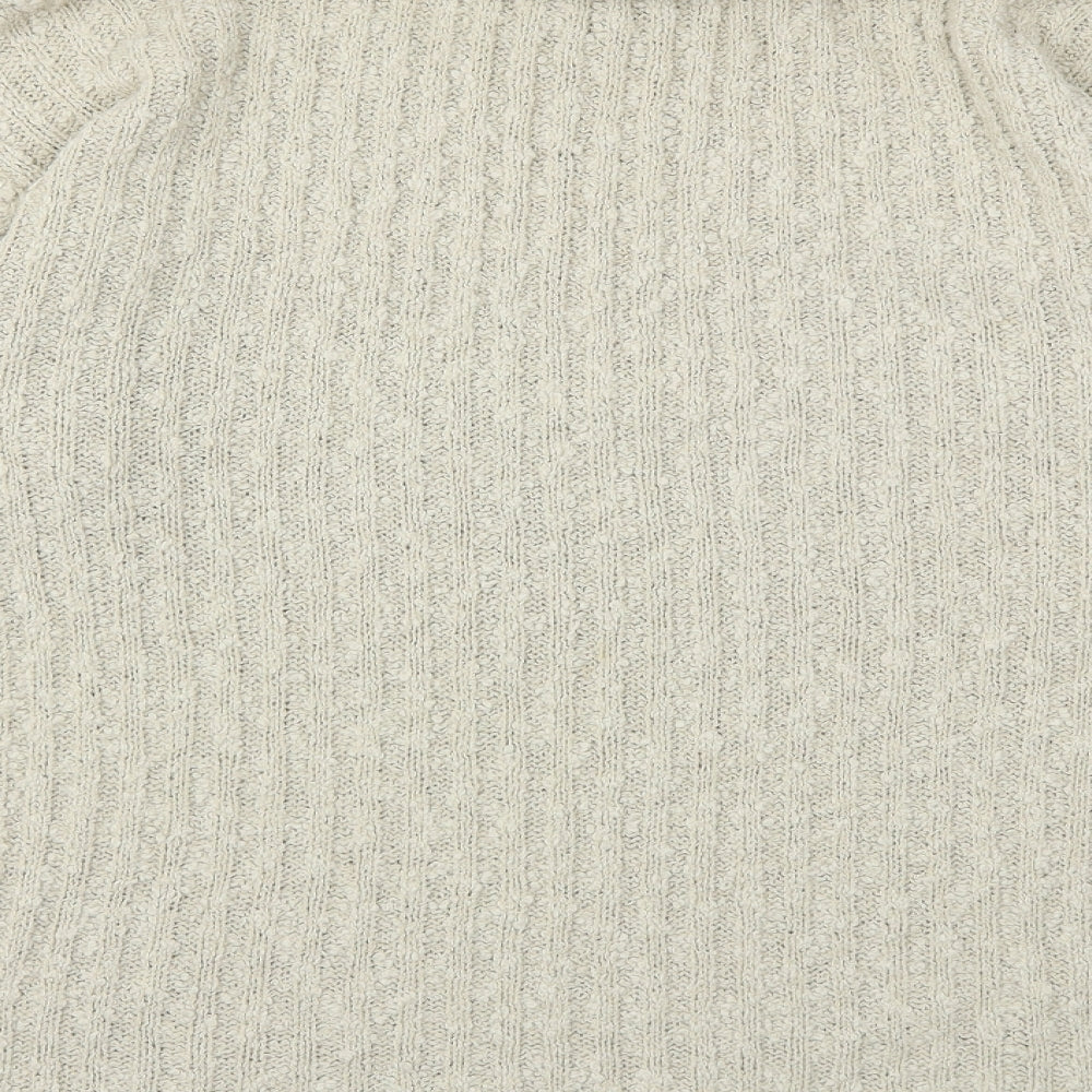 Brand and care label for rohina women’s beige knit jumper, size S