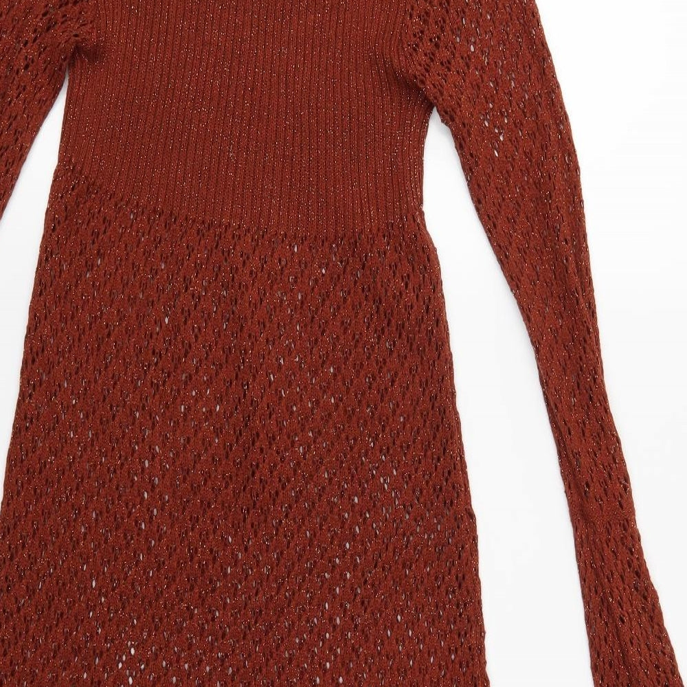 Marks and Spencer Womens Brown Knit Pullover Jumper Size 12